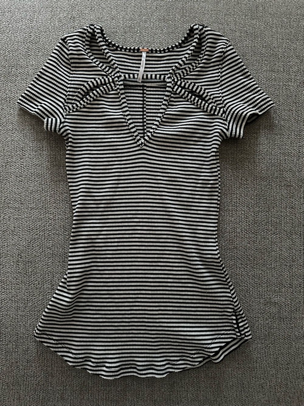 Y2K Free People Striped Black and White Short-Sleeve Women's Top